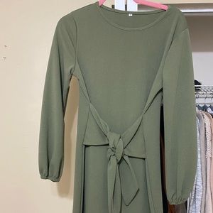 Shirt green long sleeve dress